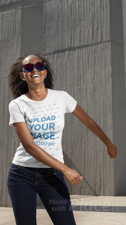 Stop Motion T-Shirt Video of a Woman Doing a Funny Dance 22838