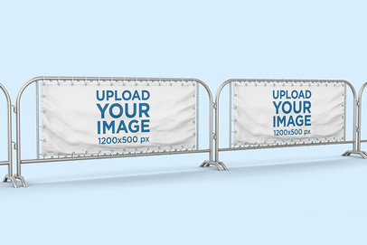 Mockup of a Street Barrier with Two Horizontal Banners