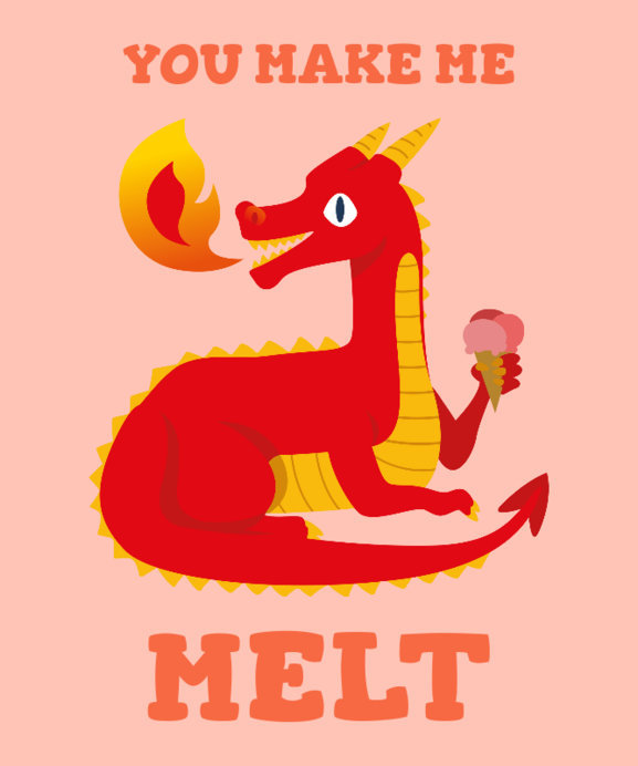 Placeit - T-Shirt Design Generator Featuring a Fire Dragon Cartoon
