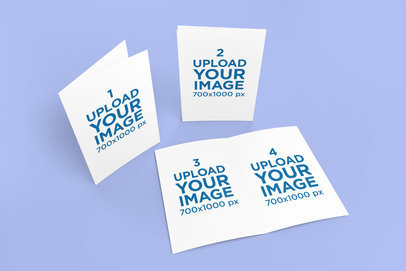 Mockup of a Set of Greeting Cards and a Brochure Against a Customizable Backdrop