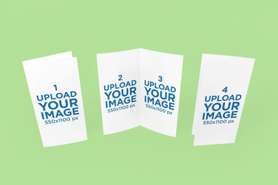 Mockup of Three Standing Bifold Brochures