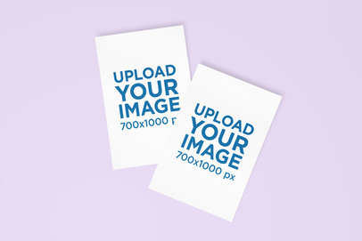 Mockup of Two Greeting Cards Against a Plain Background 1131-el