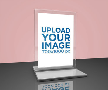 Mockup of a Transparent Table Tent 1355-el