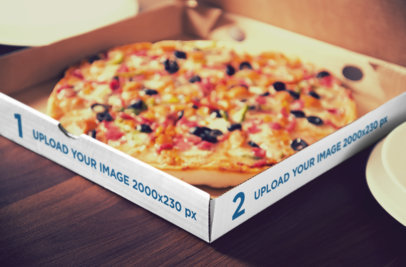 Mockup of a Pizza Box with a Delicious Looking Pizza