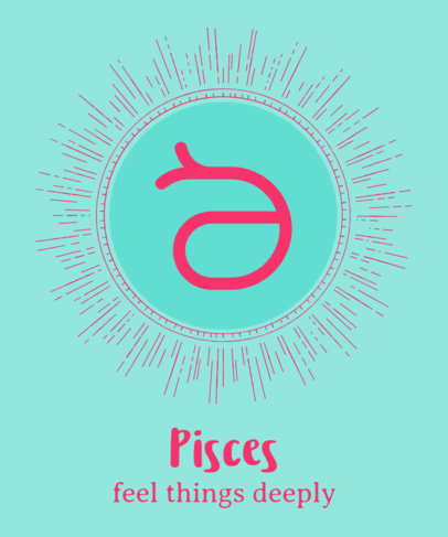 Zodiac Sign T-Shirt Design Creator with a Pisces Illustration