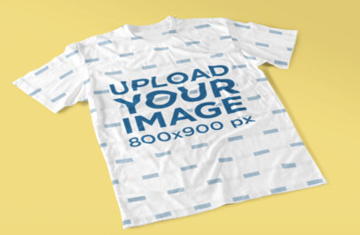 Mockup of an Angled Sublimated T-Shirt Lying Flat