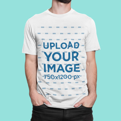 Front-View Mockup of a Man Wearing a Crew Neck Tee in a Studio