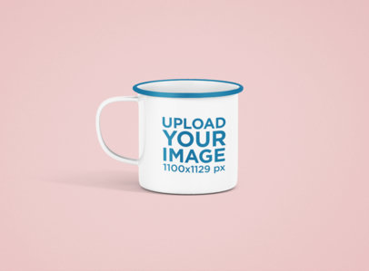 Mockup of a 12 oz Enamel Mug with a Color Rim 