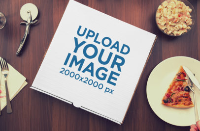 Mockup of a Pizza Box Surrounded By Food 1083-el
