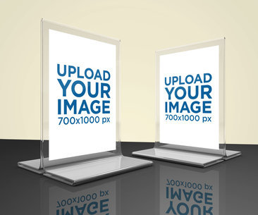 Mockup of Two Transparent Table Tents