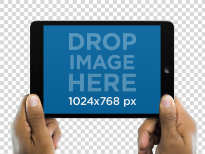 iPad Mockup in Landscape Position Held With Both Hands