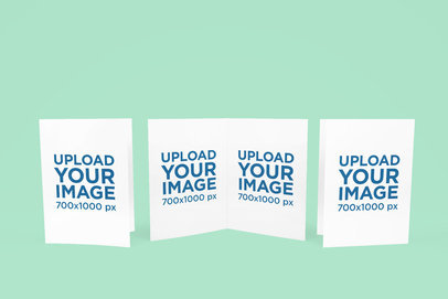Mockup of Three Greeting Cards Standing in a Minimalistic Scenario