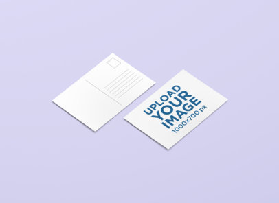 Front and Back View Mockup of a Customizable Postcard 