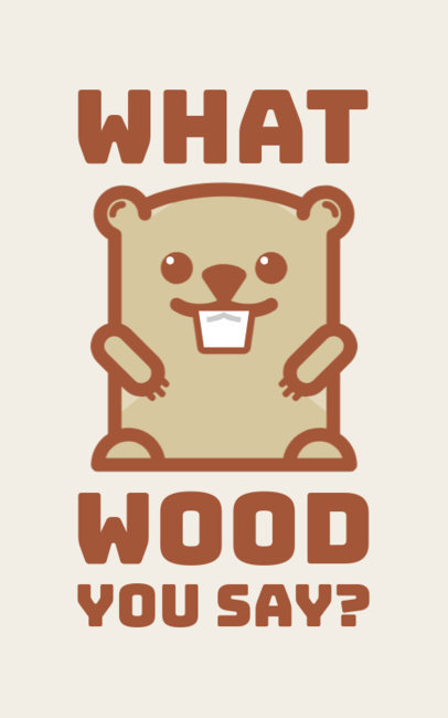 T-Shirt Design Template Featuring a Cute Beaver Graphic