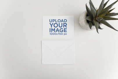 Mockup of a Postcard and an Envelope with a Desert Plant 