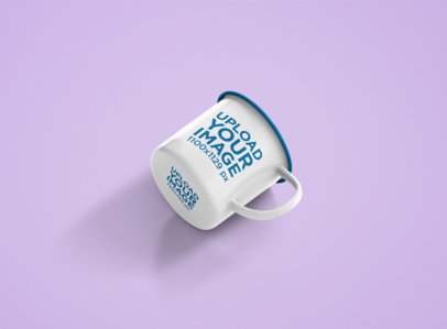 Mockup of an Enamel Coffee Mug with a Customizable Rim on a Flat Surface 1200-el