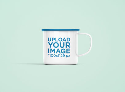 Mockup of a 12 oz Color Rim Enamel Mug  Against a Plain Background