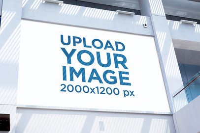 Horizontal Banner Mockup Placed in a Wall with Natural Lighting 1183-el