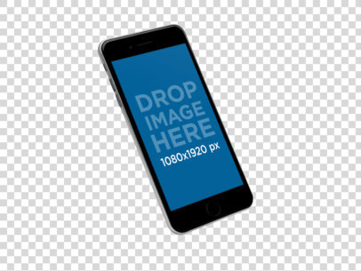 Mockup Featuring a Floating Black iPhone in Portrait Position Over a Null Background 