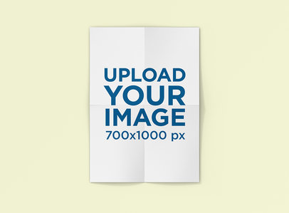 Folded Poster Mockup with a Plain Color Background 