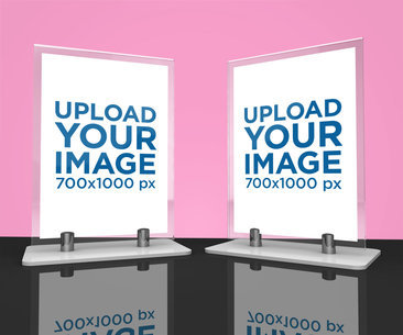 Mockup of Two Table Tents Standing on a Dark Surface 1364-el