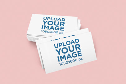 Mockup of a Pile with Two Business Cards Placed in the Front 1602-el