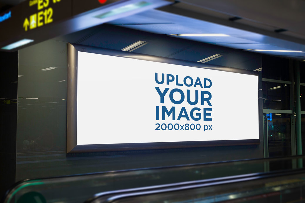 Mockup of a Horizontal Billboard Inside an Airport 