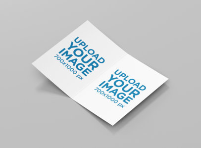 Mockup of a Bifold Brochure Wide Open in a Minimalistic Scenario