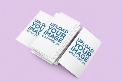 Mockup of a Pile of Vertical Business Cards 
