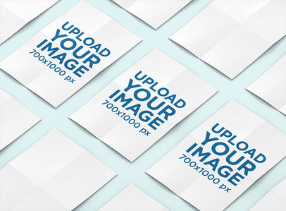 Mockup of Three Folded Posters in a Row 