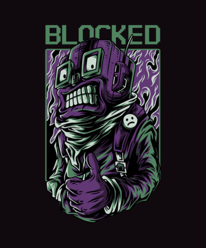 T-Shirt Design Template with a Surrealistic Character