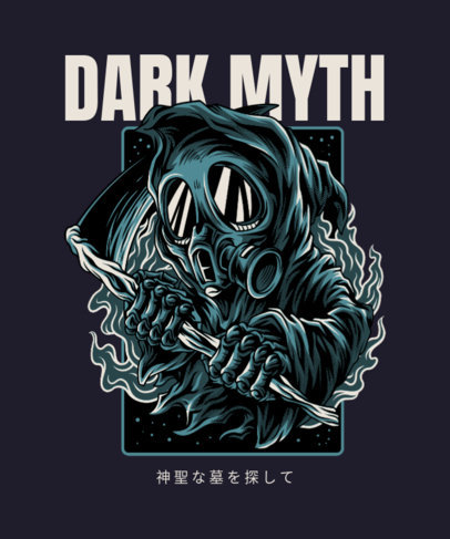 T-Shirt Design Maker Featuring a Fantasy Character with a Breathing Mask 4k-el