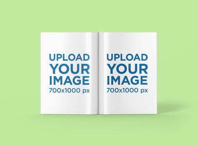 Mockup of an Open Magazine Standing Against a Customizable Background