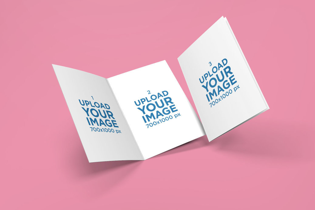 Two Greeting Cards Mockup Featuring a Customizable Background