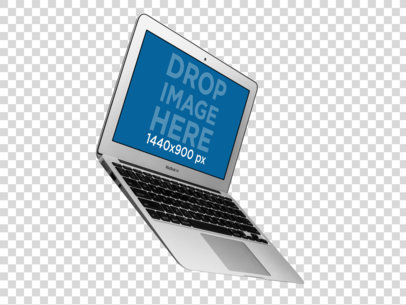 Macbook Air Mockup Floating Over a Transparent Background