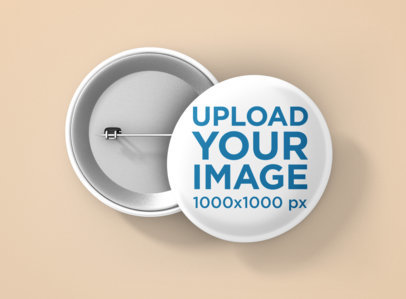 Back and Front View Mockup of Two Buttons Placed over a Colored Surface 