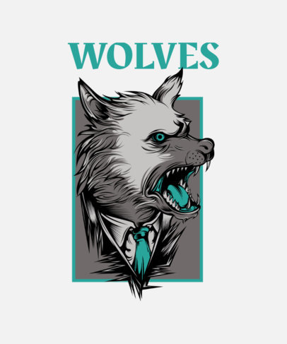 Mafia Animals T-Shirt Design Template with an Aggressive Wolf in a Suit