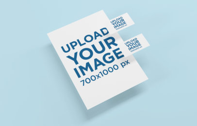 Mockup Featuring Two Business Cards Floating over a Letterhead 1534-el