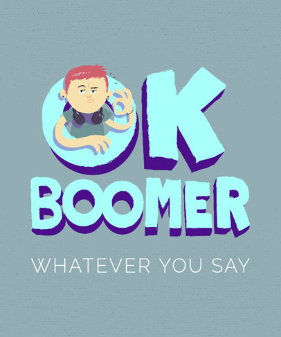 T-Shirt Design Template with Boomer-Inspired Illustrations