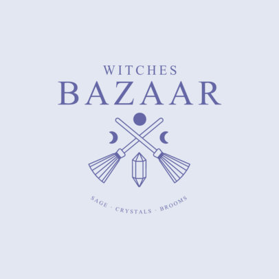 Magic Bazaar Logo Maker with Witchy Brooms and Crystal Icons