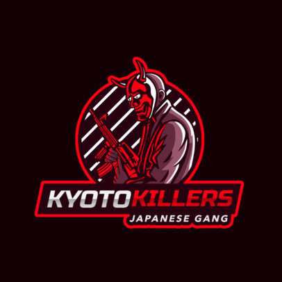 Gaming Logo Template with an Illustrated Masked Mafia Shooter