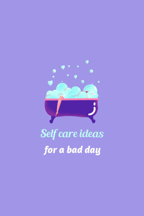 Illustrated Pinterest Pin Template for a Self-Care Ideas List