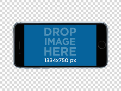 Mockup of an iPhone 7 in Horizontal Position Over a Transparent Background