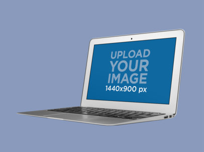 Angled Macbook Air Mockup Over a Plain Background