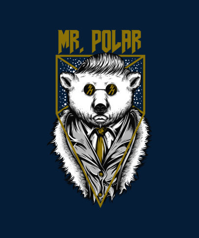 T-Shirt Design Maker Featuring a Funny Polar Bear with a Suit