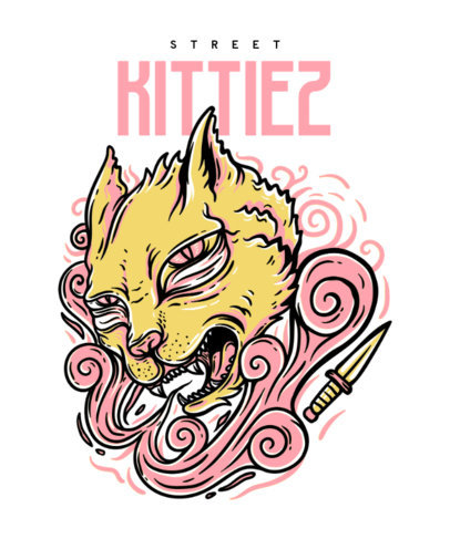 Animal T-Shirt Design Generator Featuring a Kitten Illustration