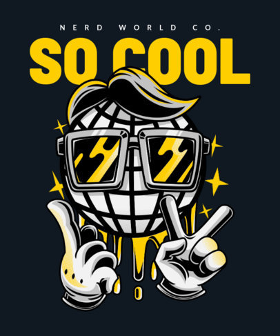 T-Shirt Design Template Featuring a Cartoon Disco Ball 22h-el