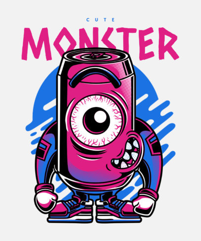 Urban-Styled T-Shirt Design Template Featuring a One-Eyed Monster