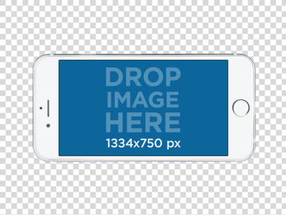 Horizontal White iPhone 6s Mockup Over a Transparent Background
