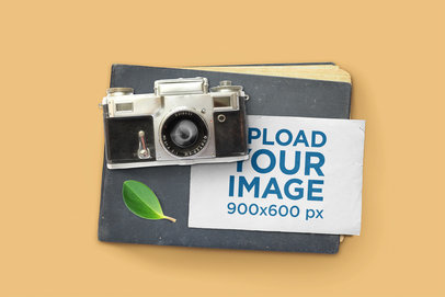 Postcard Mockup Featuring a Vintage Camera
